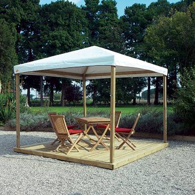 Tooy - Gazebo da Giardino 3x3 in Legno con Copertura Antigrandine