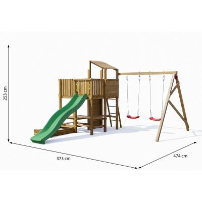 Parco giochi in legno Playland JoyHop TGG Casetta Con Scivolo E Altale