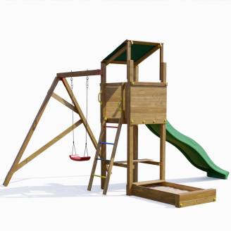 Parco giochi in legno Playland Sunny TGG Play Con Scivolo, Altalena E Sabbiera