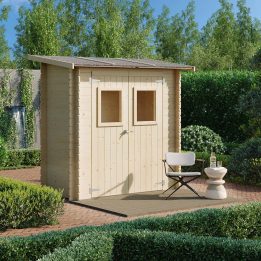 Casetta in legno 2x1 m Addossata Jack Per Attrezzi con porta doppia finestrata 198x98 cm