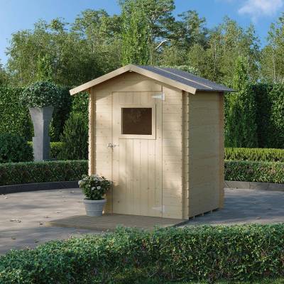 Casetta in legno Fausta con porta singola finestrata 146x130 cm