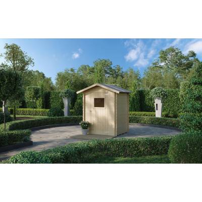 Casetta in legno Fausta con porta singola finestrata 146x130 cm
