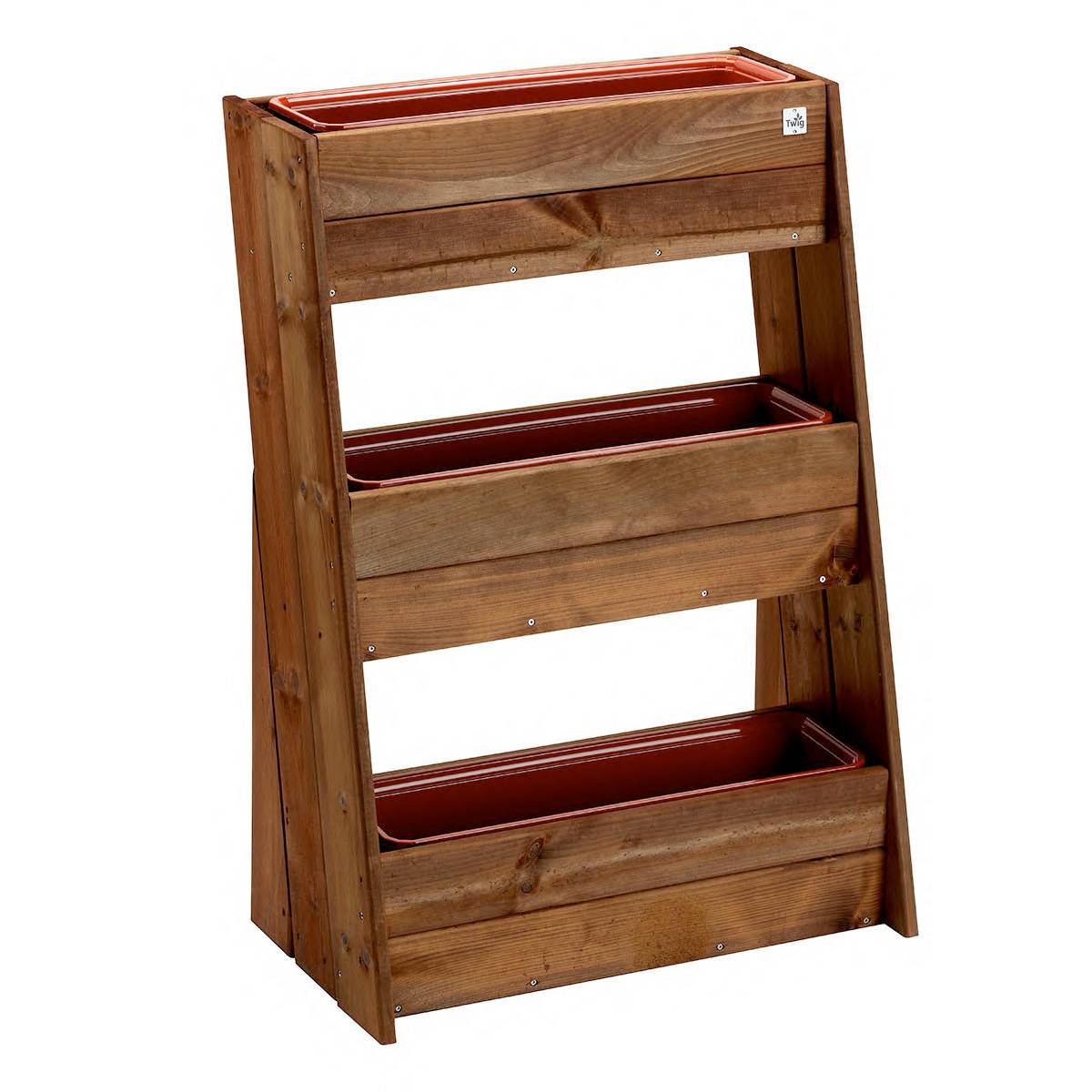 Orto verticale - Fioriera verticale in legno a tre ripiani MissFlora inclinato 67 x 46 x 100 cm