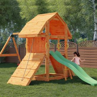 Casetta da giardino per bambini con scivolo Fungoo BUFFALO MOVE gioco in legno per giardino