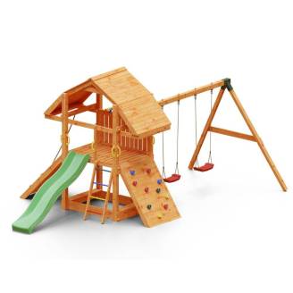 Casetta da giardino per bambini con scivolo Fungoo BUFFALO MOVE gioco in legno per giardino