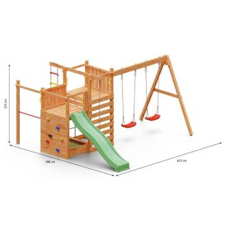 Casetta giardino per bambini con scivolo Fungoo Climbing Star3 gioco in legno per giardino