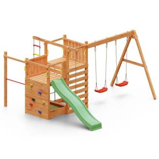 Casetta giardino per bambini con scivolo Fungoo Climbing Star3 gioco in legno per giardino