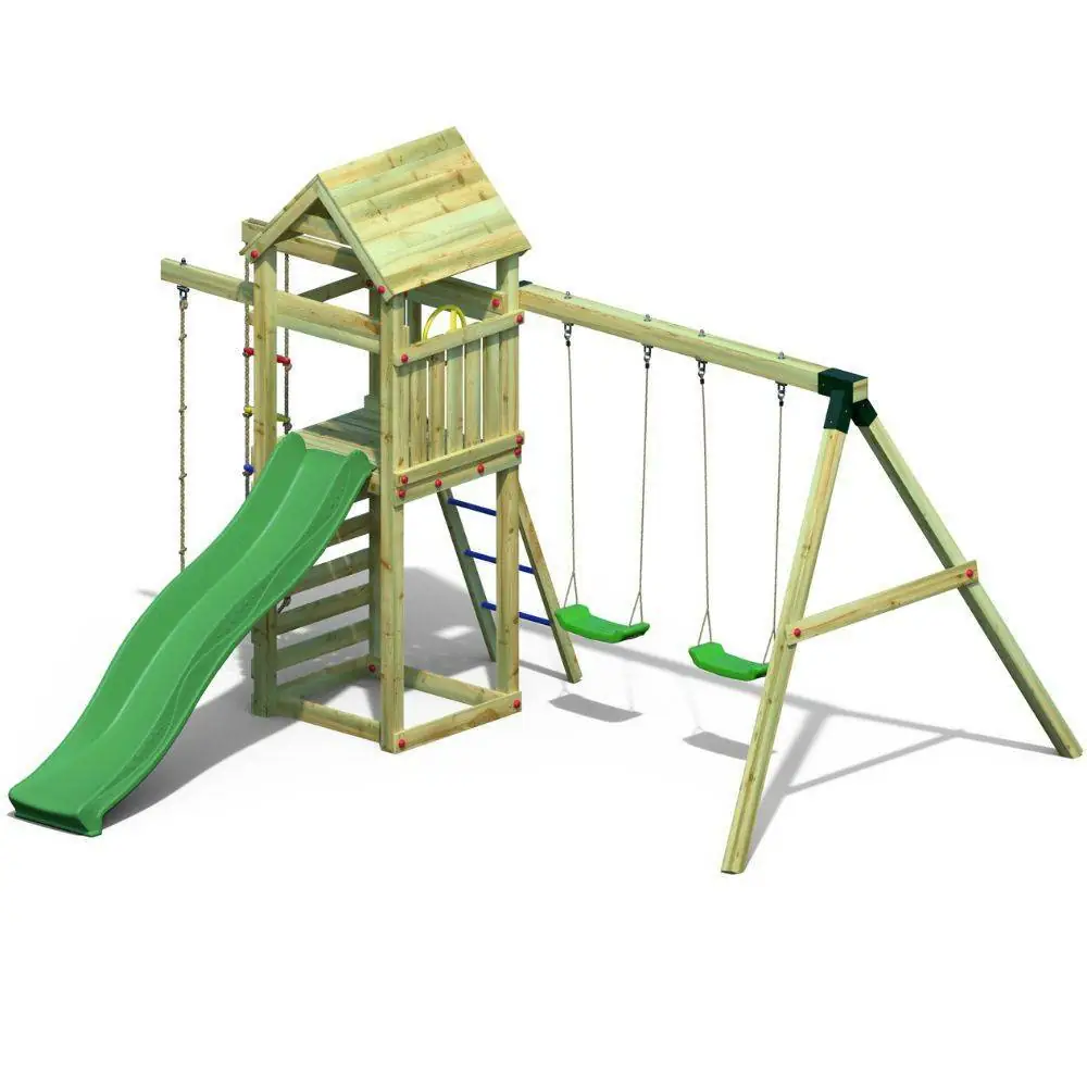 Fungoo Gaia TL2S Parco giochi in legno da giardino con scivolo altalena