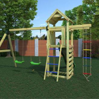 Fungoo Gaia TL2S Parco giochi in legno da giardino con scivolo altalena