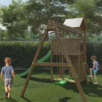 Casetta per bimbi e altalena Fungoo BOOMER 3 giochi da giardino in legno