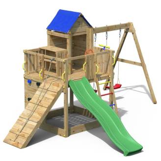 Casetta bimbi e altalena Fungoo Treehouse 3 giochi da giardino in legno