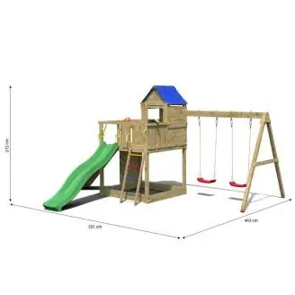 Casetta bimbi e altalena Fungoo Treehouse 3 giochi da giardino in legno