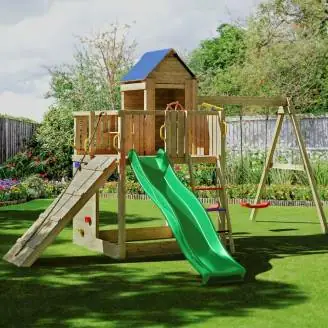 Casetta bimbi e altalena Fungoo Treehouse 3 giochi da giardino in legno
