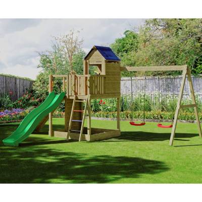 Casetta bimbi e altalena Fungoo Treehouse 3 giochi da giardino in legno