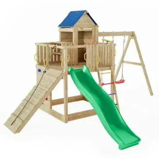 Casetta bimbi e altalena Fungoo Treehouse 3 giochi da giardino in legno