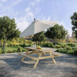 Set birreria tavolo picnic con panchina in legno Happytime 25mm per giardino e terrazzo 180 x 150 x 70 cm