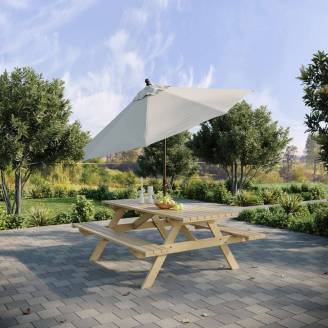 Set birreria tavolo picnic con panchina in legno Happytime 25mm per giardino e terrazzo 180 x 150 x 70 cm