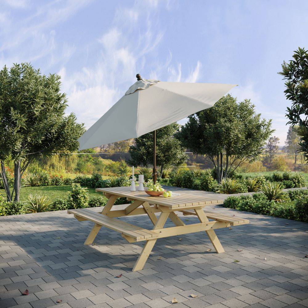 Set birreria tavolo picnic con panchina in legno Happytime 25mm per giardino e terrazzo 180 x 150 x 70 cm