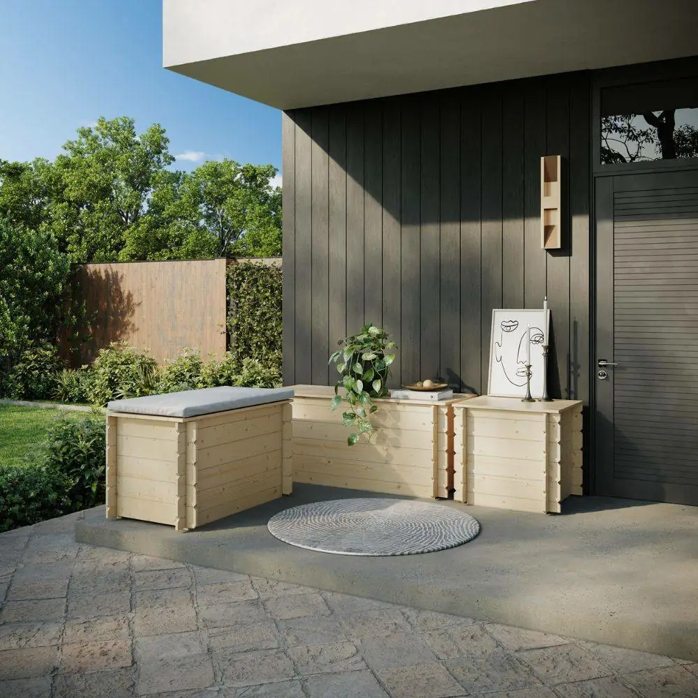 Cassapanca Giardino Legno Abete 213L Con Rivestimento PE Impermeabile - Contenitore Con Ruote E Seduta - Foto 9