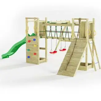 Parco giochi in legno  Fungoo Maxi Exposure con scivolo, altalene, ponte e arrampicata