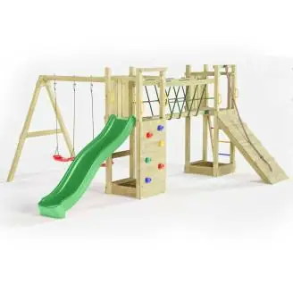 Parco giochi in legno  Fungoo Maxi Exposure con scivolo, altalene, ponte e arrampicata