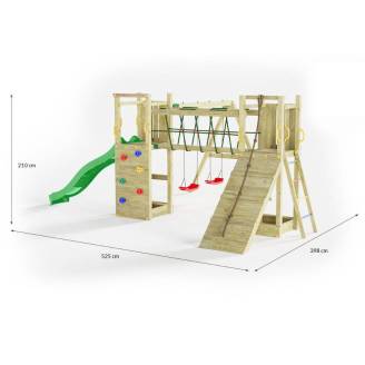 Parco giochi in legno  Fungoo Maxi Exposure con scivolo, altalene, ponte e arrampicata