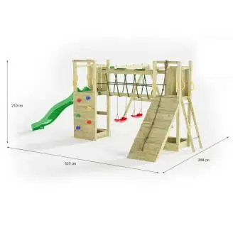 Parco giochi in legno  Fungoo Maxi Exposure con scivolo, altalene, ponte e arrampicata