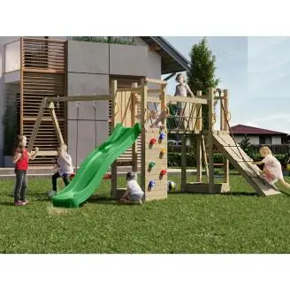 Parco giochi in legno  Fungoo Maxi Exposure con scivolo, altalene, ponte e arrampicata