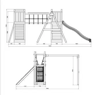 Parco giochi in legno  Fungoo Maxi Exposure con scivolo, altalene, ponte e arrampicata