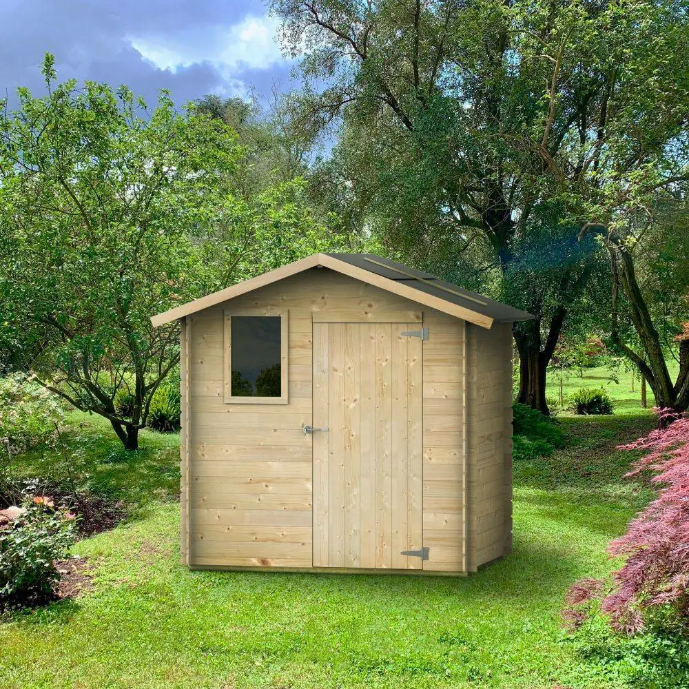 Casetta in Legno da Giardino Liana 198x130 Cm Per Attrezzi Con Porta Singola e Finestra