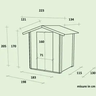Casetta in Legno da Giardino Liana 198x130 Cm Per Attrezzi Con Porta Singola e Finestra