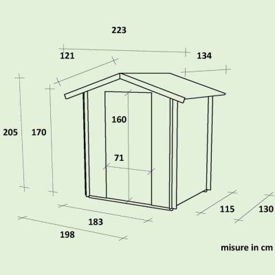 Casetta in Legno da Giardino Liana 198x130 Cm Per Attrezzi Con Porta Singola e Finestra