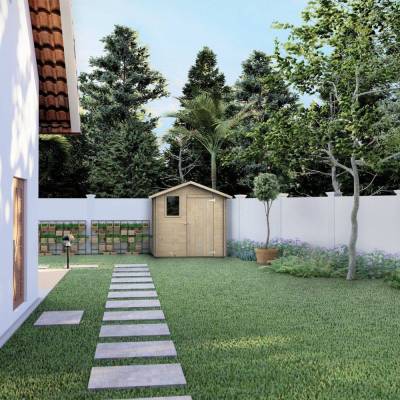 Casetta in Legno da Giardino Liana 198x130 Cm Per Attrezzi Con Porta Singola e Finestra