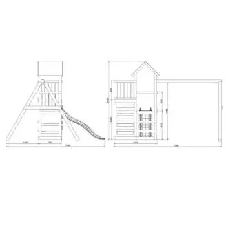 Parco giochi in legno Fungoo Chester con Scivolo, altalena e arrampicata