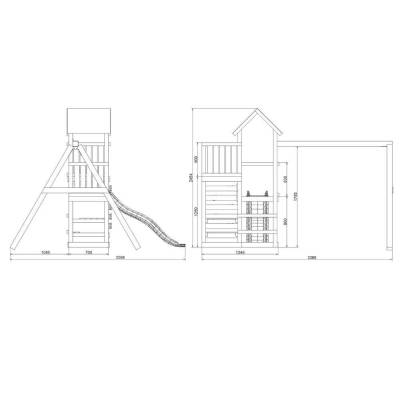 Parco giochi in legno Fungoo Chester con Scivolo, altalena e arrampicata