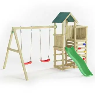 Parco giochi in legno Fungoo Chester con Scivolo, altalena e arrampicata