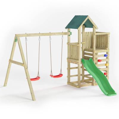 Parco giochi in legno Fungoo Chester con Scivolo, altalena e arrampicata