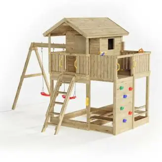 Casetta da giardino per bambini in legno Fungoo Galaxy Moonlight con due altalene e arrampicata
