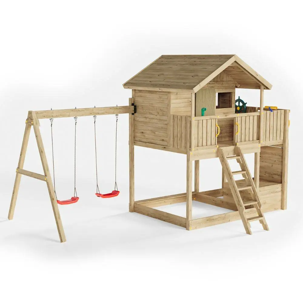 Casetta Da Giardino Per Bambini In Legno Fungoo Galaxy Sunshine Doppia Altalene E Arrampicata