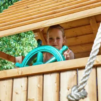 Parco giochi in legno Fungoo FORTRESS Casetta con Scivolo, Arrampicata e Sabbiera