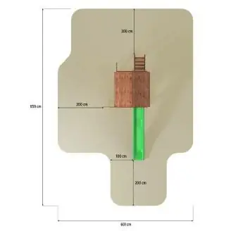 Parco giochi in legno Fungoo FORTRESS Casetta con Scivolo, Arrampicata e Sabbiera
