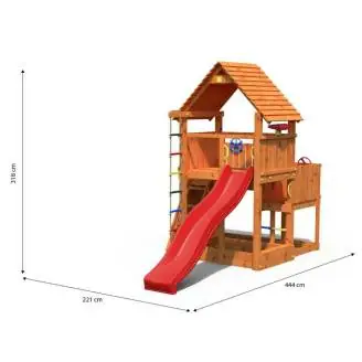 Parco giochi in legno Fungoo BIG LEADER Casetta, Scivolo, Arrampicata, Sabbiera