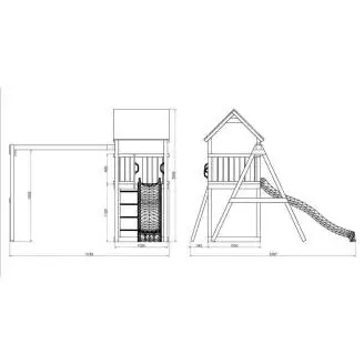 Parco giochi in legno Fungoo Funny2 con Scivolo e doppia altalena
