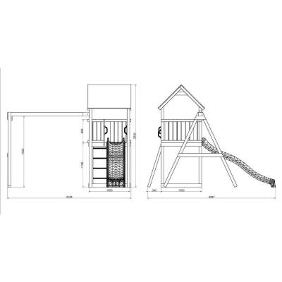 Parco giochi in legno Fungoo Funny2 con Scivolo e doppia altalena