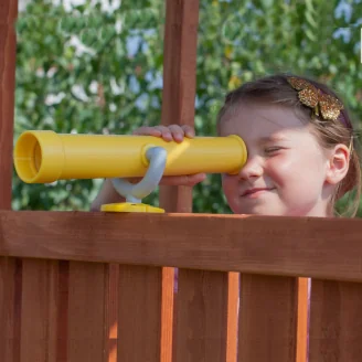 Casetta per bambini Fungoo Giant Spider Double Red colore teak, con Scivolo e Due Altalene