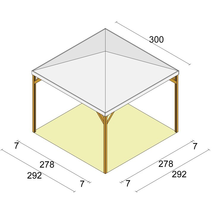 Joy - Gazebo da Giardino 3x3 in Legno con Copertura Ombreggiante