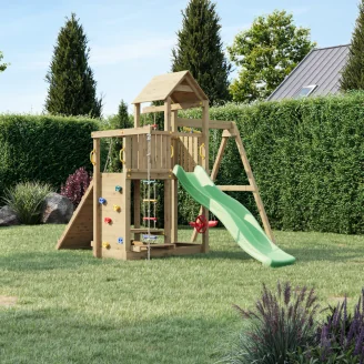 Fungoo ACTIVER KDI Casetta in legno con scivolo, altalena e scala