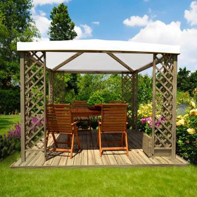 RedGT - Gazebo da Giardino 3x3 in Legno con Grigliati e Copertura Antigrandine