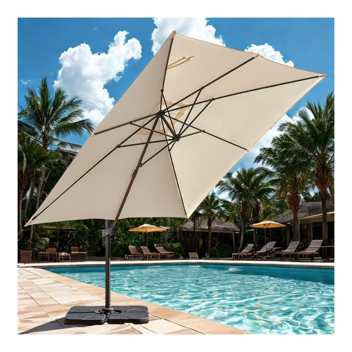 Ombrellone Da Giardino 3x3m In Alluminio Grigio Lucido Telo In Poliestere Bianco 355853