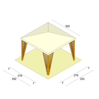 Gazebo 3x3 in legno da giardino Trench Colore Noce con copertura in PVC